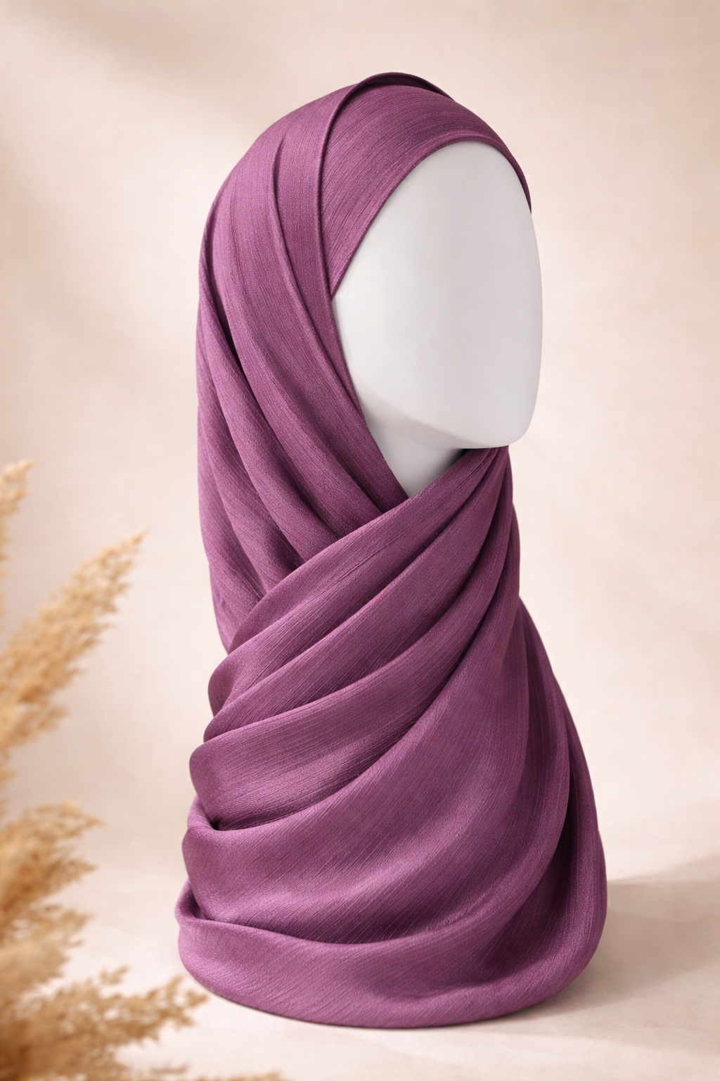 Crinkle Silk Hijab-Mauve