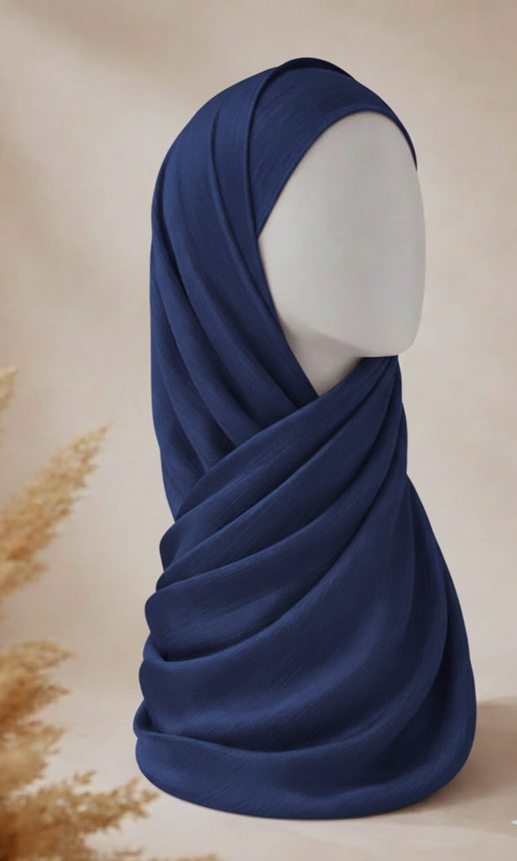 Crinkle Silk-Navy Blue