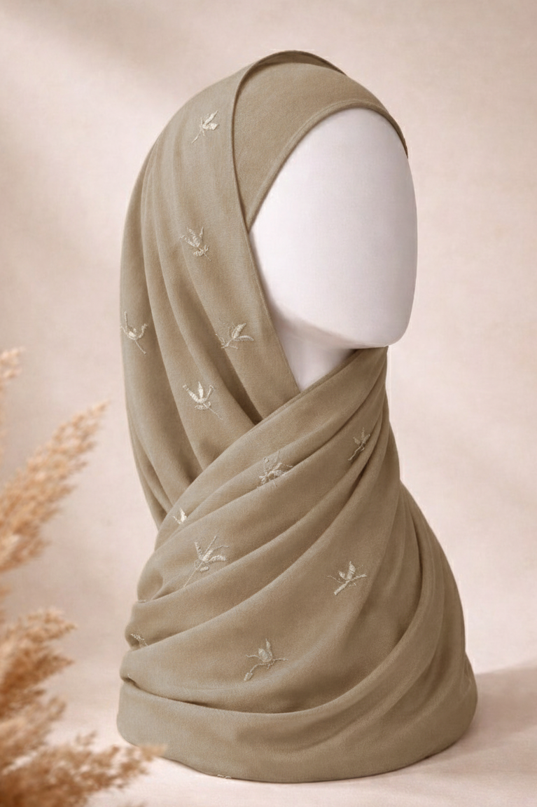 Embroidered Lawn-Beige